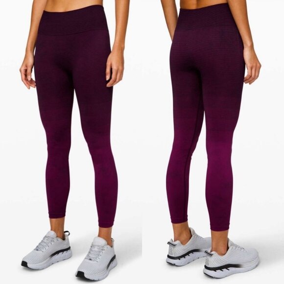 Lululemon Ebb to‎ Train Tights High Rise Burgundy Size 6 Yoga Leggings Running - Picture 1 of 9